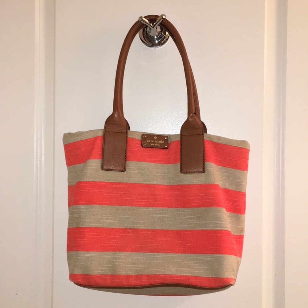 Kate spade fabric striped tote